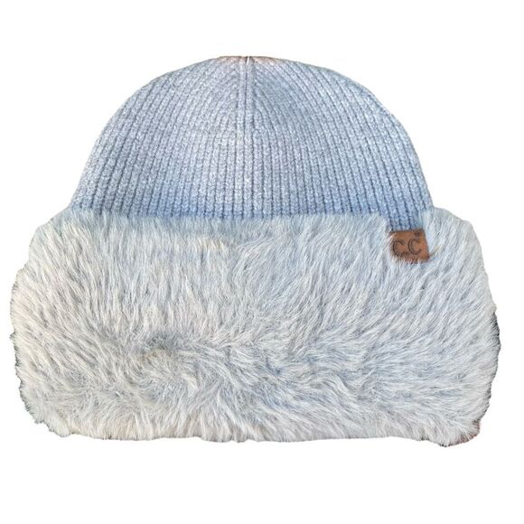 NWT New C.C. Grey Fuzzy Beanie/Hat w/Laser Engraved Non-Branded Chanel Patch OS - Picture 1 of 9